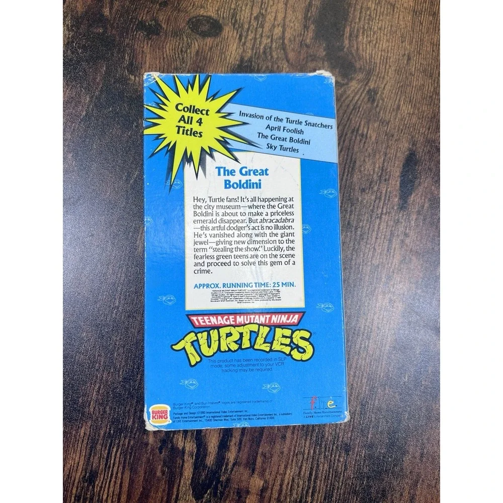 Teenage Mutant Ninja Turtles VHS The Great Boldini 1990 Burger King Kids Club